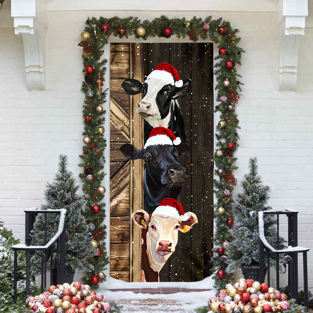 Cattle Door Cover - Merry Christmas Cow Lovers