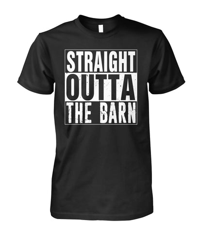 straight outta the barn  - Men's and Women's t-shirt , Vneck, Hoodies - myfunfarm - clothing acceessories shoes for cow lovers, pig, horse, cat, sheep, dog, chicken, goat farmer