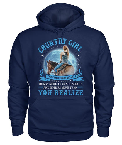 country girl knows more than she says - unisex  t-shirt , Hoodies - myfunfarm