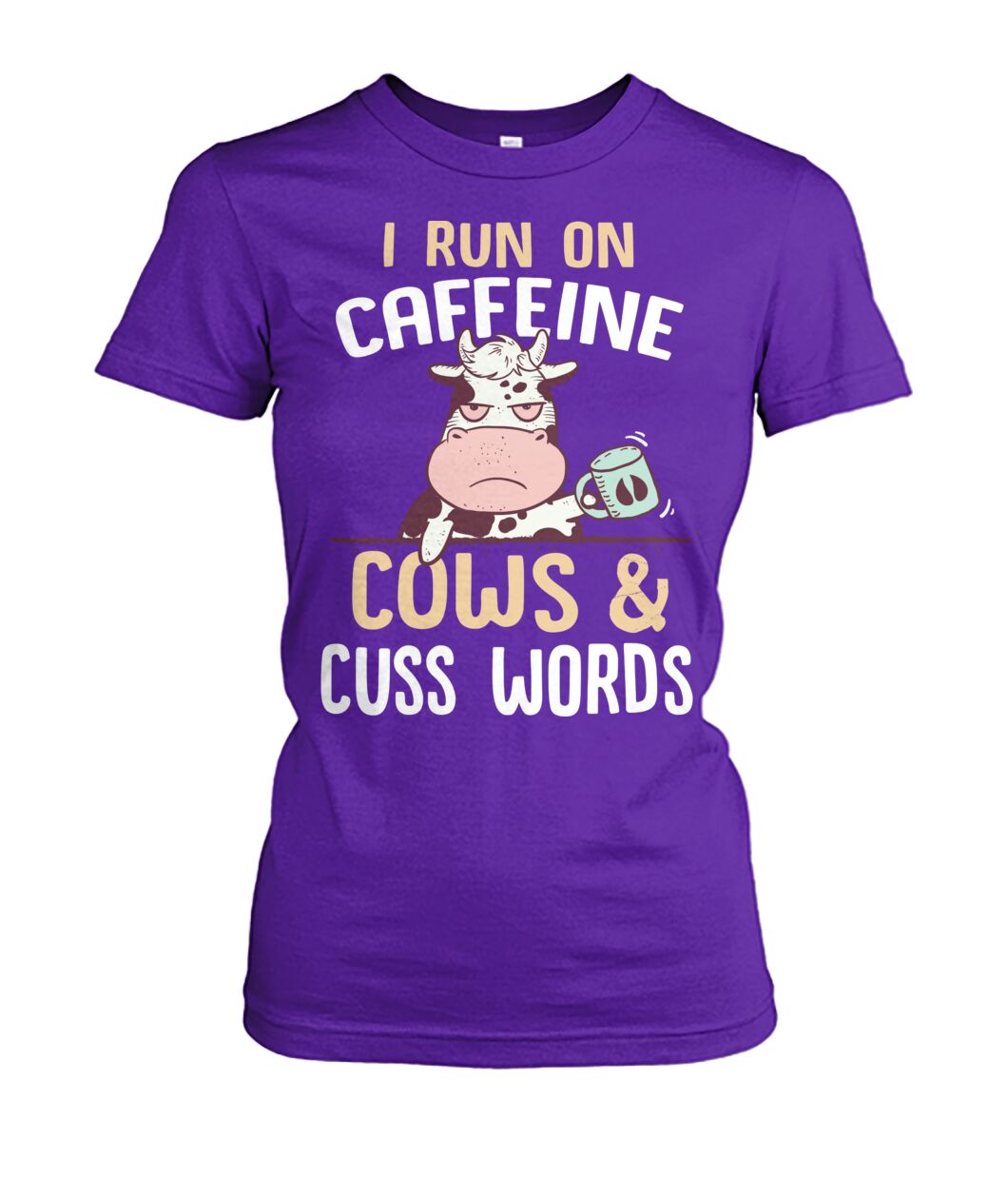 i run on caffeine cows cus words  - Men's and Women's t-shirt , Vneck, Hoodies - myfunfarm - clothing acceessories shoes for cow lovers, pig, horse, cat, sheep, dog, chicken, goat farmer