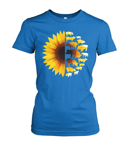 Sunflowers Pig - Men's and Women's t-shirt , Vneck, Hoodies - myfunfarm - clothing acceessories shoes for cow lovers, pig, horse, cat, sheep, dog, chicken, goat farmer