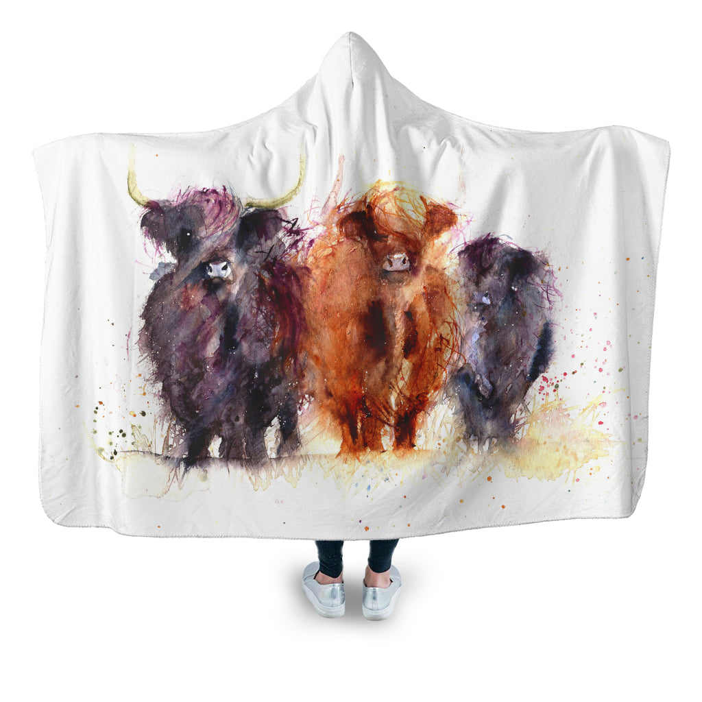 Highland cattle painting style - Hooded Blanket - Cow Lovers - myfunfarm