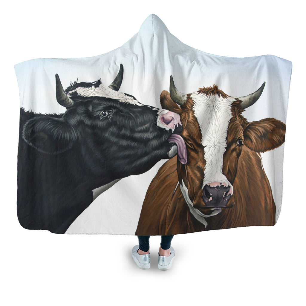 Cute cows painting style - Hooded Blanket - Cow Lovers - myfunfarm