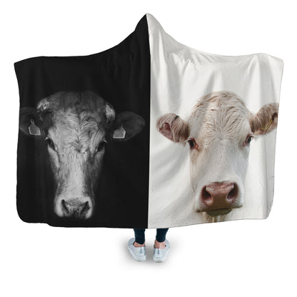 Black and  White  - Hooded Blanket - Cow Lovers