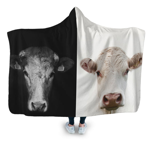 Black and  White  - Hooded Blanket - Cow Lovers