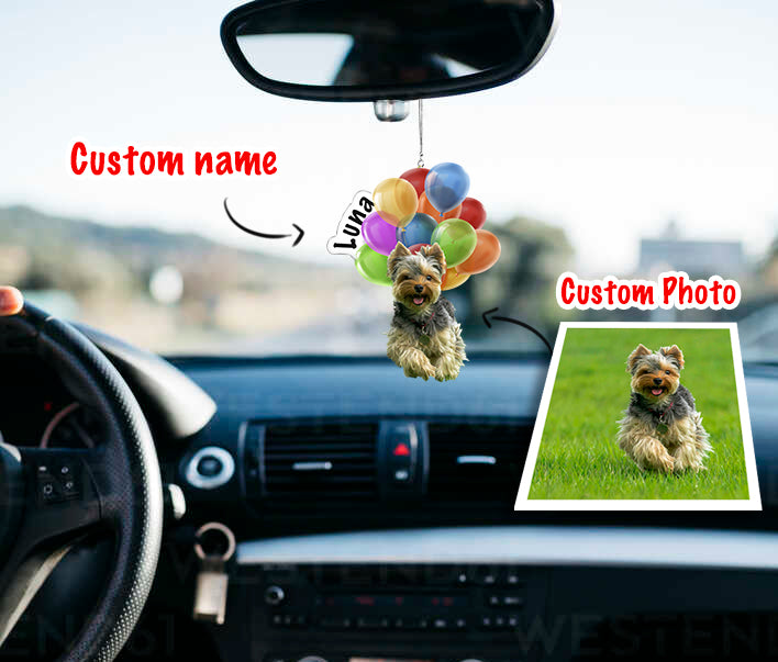 Personalized Pet Car hanging - Custom name and your pet photo - myfunfarm