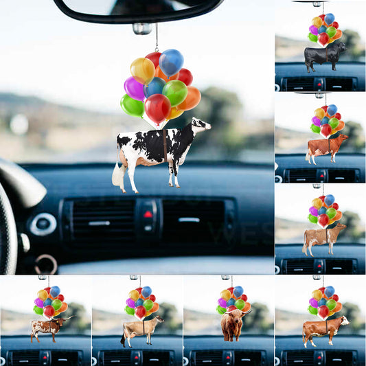 Cattle breeds Fly With Bubbles Car Hanging Ornament-2D Effect