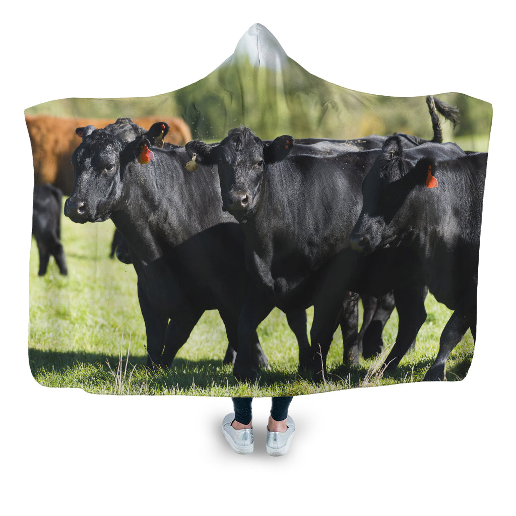 Cute Angus cattle - Hooded Blanket - Cow Lovers - myfunfarm