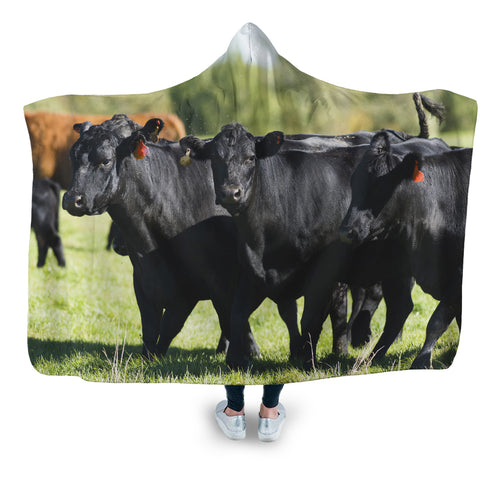 Cute Angus cattle - Hooded Blanket - Cow Lovers