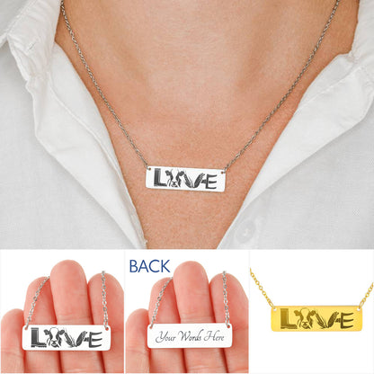 LOVE cows - personalized Horizontal Bar Necklace - myfunfarm