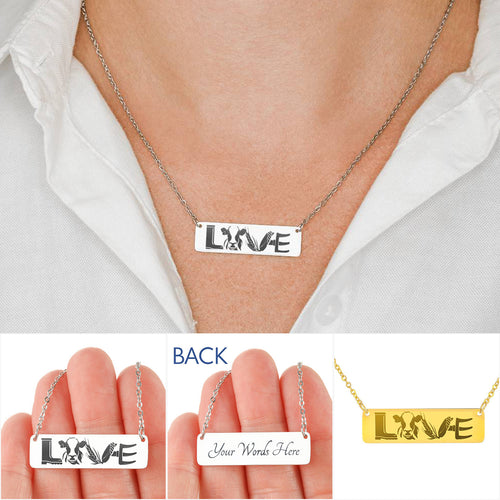 LOVE cows - personalized Horizontal Bar Necklace