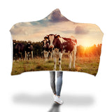 Cute Cow in Sunset - Hooded Blanket - Cow Lovers