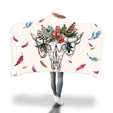 Cows skull and flowers - Hooded Blanket - Cow Lovers