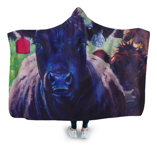 Cute Angus cattle painting style - Hooded Blanket - Cow Lovers - myfunfarm
