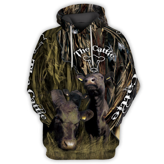 The cattle 3d Print black angus Hoodies - myfunfarm