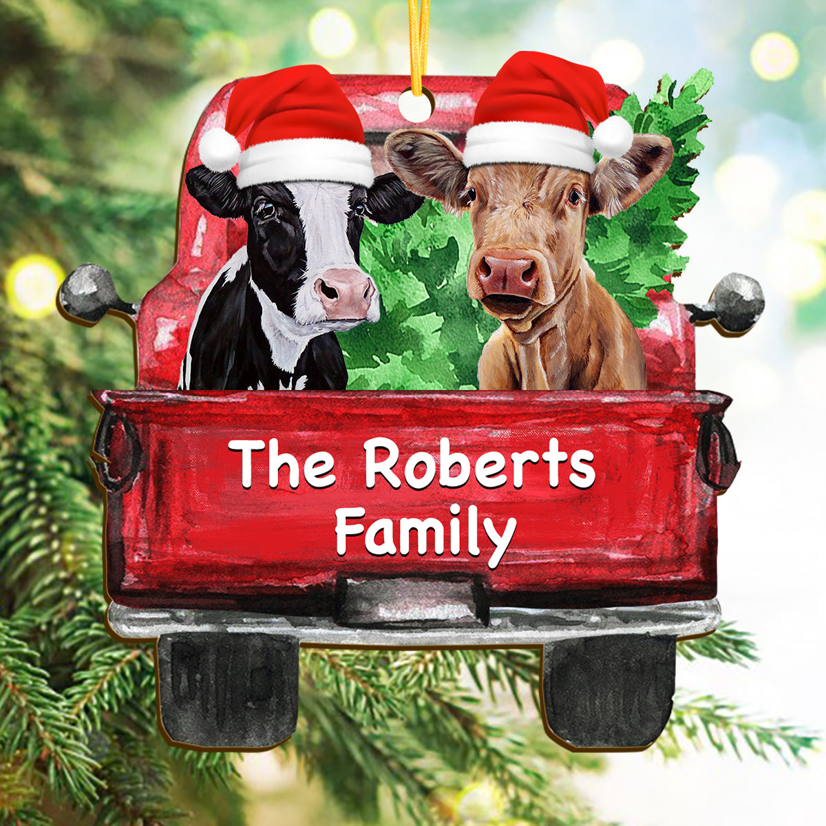 Merry Christmas Cow lovers- Customize Wooden Ornaments - myfunfarm