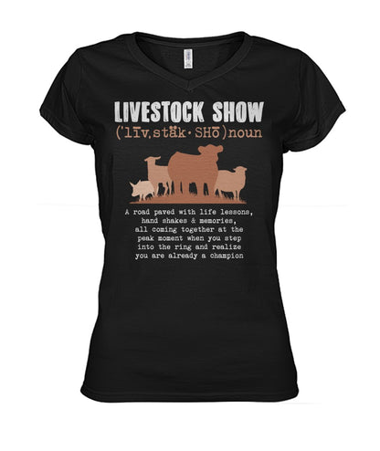 Livestock show - Men's and Women's t-shirt , Vneck, Hoodies - myfunfarm - clothing acceessories shoes for cow lovers, pig, horse, cat, sheep, dog, chicken, goat farmer