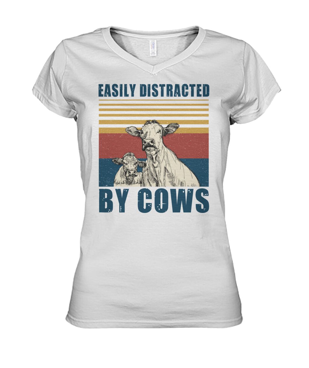 Easily distracted by cows  - Men's and Women's t-shirt , Vneck, Hoodies - myfunfarm - clothing acceessories shoes for cow lovers, pig, horse, cat, sheep, dog, chicken, goat farmer