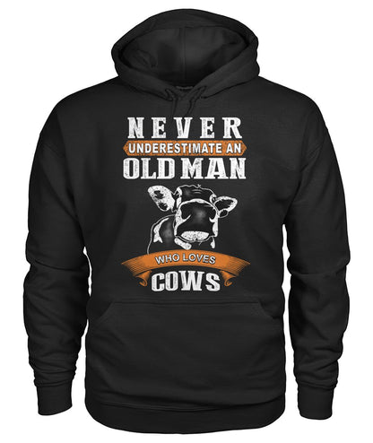 never underestimate an old man who  - Men's and Women's t-shirt , Vneck, Hoodies - myfunfarm - clothing acceessories shoes for cow lovers, pig, horse, cat, sheep, dog, chicken, goat farmer