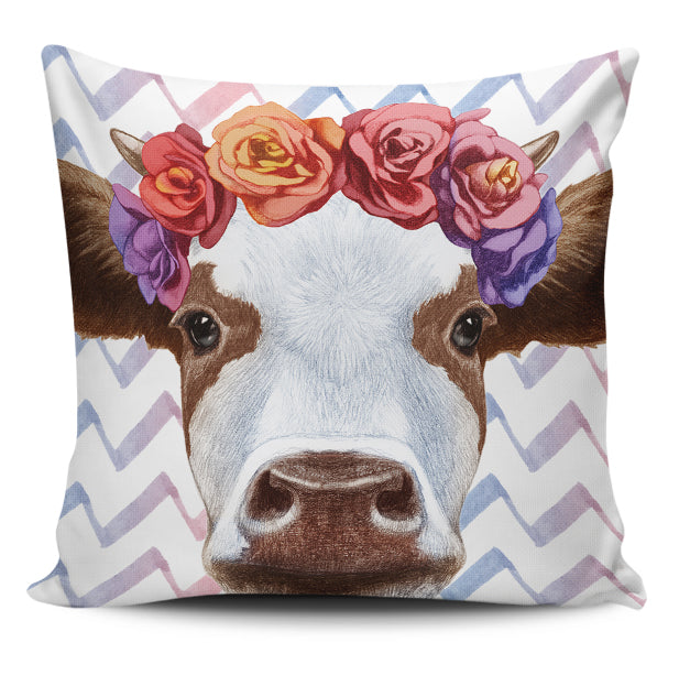 Cute cow flowers sk00008 Custom  Pillow Case - myfunfarm