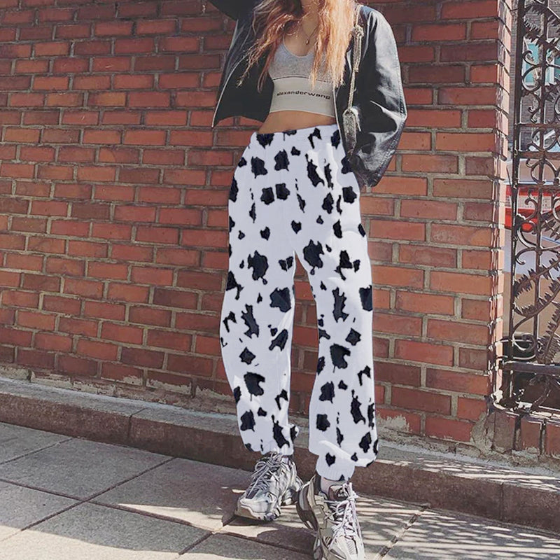 Pattern Cow Print Pants Joggers Women - myfunfarm - clothing acceessories shoes for cow lovers, pig, horse, cat, sheep, dog, chicken, goat farmer