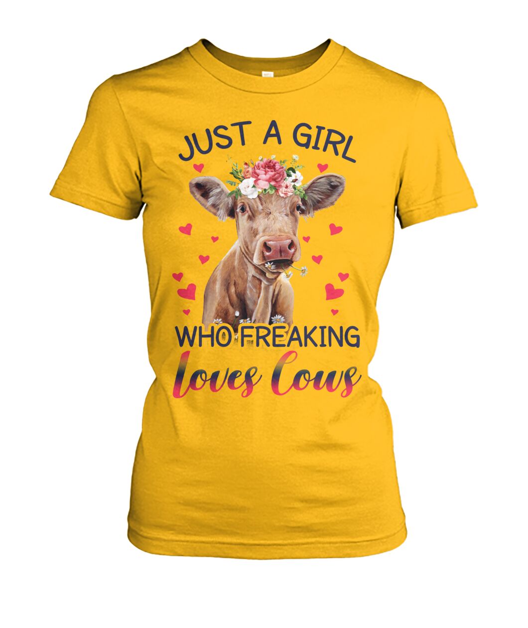 Just A girl who freaking loves cows - Unisex t-shirt , Hoodies - myfunfarm