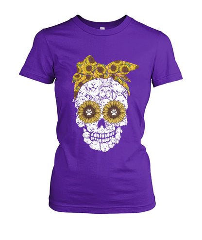 Skull sun Flowers for dog lovers - Men's and Women's t-shirt , hoodies - myfunfarm - clothing acceessories shoes for cow lovers, pig, horse, cat, sheep, dog, chicken, goat farmer