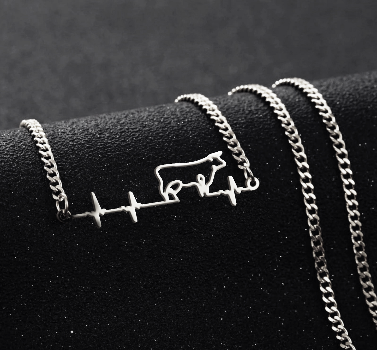 Heart Beat of Cow Lovers - Necklaces Jewelry - silver, gold, rose gold
