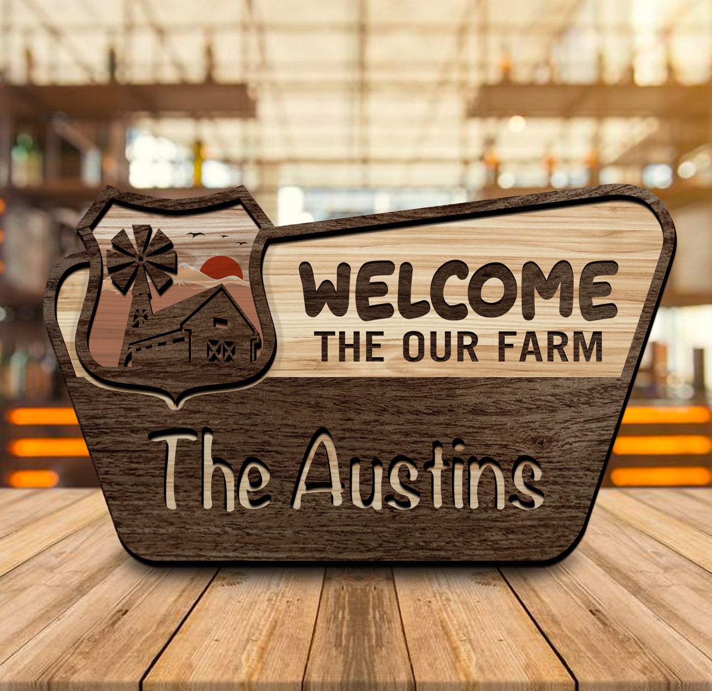 Welcome Sign-custom layered laser cut 4-Layered Wooden Art