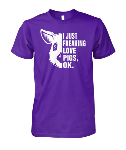 i just freaking love pig, ok - Men's and Women's t-shirt , Vneck, Hoodies - myfunfarm - clothing acceessories shoes for cow lovers, pig, horse, cat, sheep, dog, chicken, goat farmer