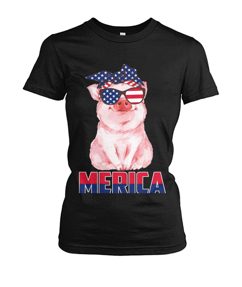 Love pig love america  - Men's and Women's t-shirt , Vneck, Hoodies - myfunfarm - clothing acceessories shoes for cow lovers, pig, horse, cat, sheep, dog, chicken, goat farmer