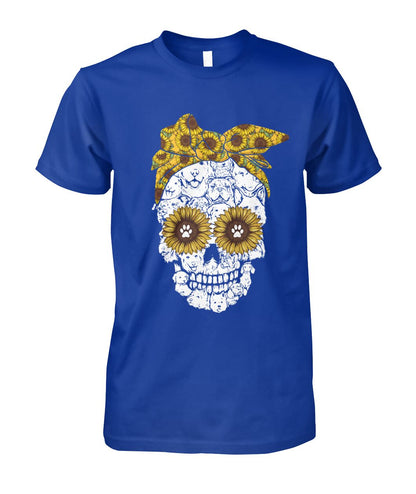 Skull sun Flowers for dog lovers - Men's and Women's t-shirt , hoodies - myfunfarm - clothing acceessories shoes for cow lovers, pig, horse, cat, sheep, dog, chicken, goat farmer