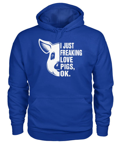 i just freaking love pig, ok - Men's and Women's t-shirt , Vneck, Hoodies - myfunfarm - clothing acceessories shoes for cow lovers, pig, horse, cat, sheep, dog, chicken, goat farmer