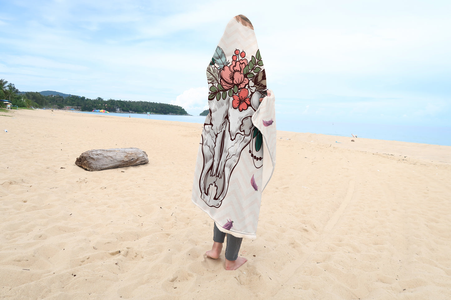 Cows skull and flowers - Hooded Blanket - Cow Lovers - myfunfarm