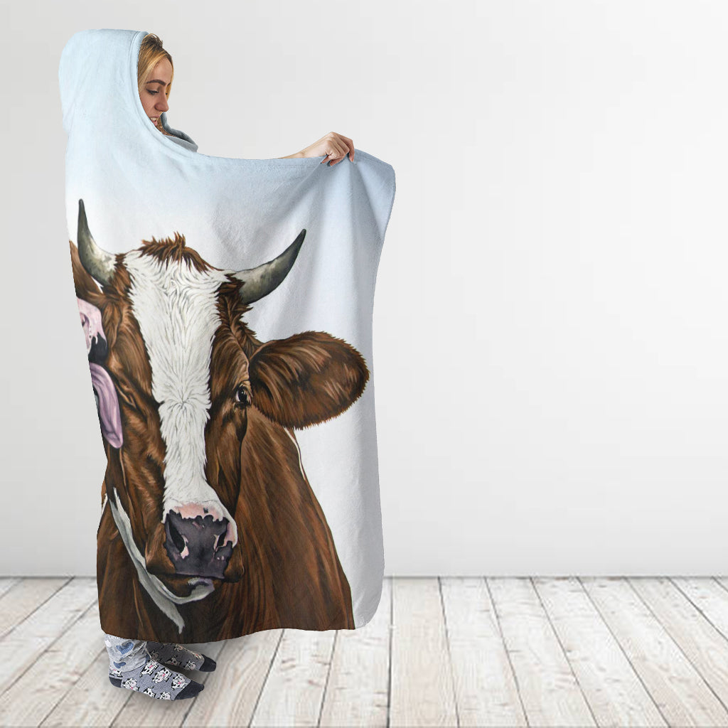Cute cows painting style - Hooded Blanket - Cow Lovers - myfunfarm
