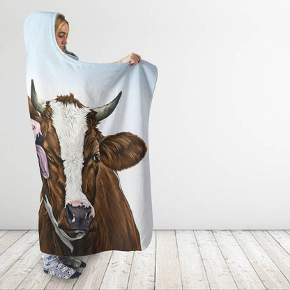 Cute cows painting style - Hooded Blanket - Cow Lovers - myfunfarm