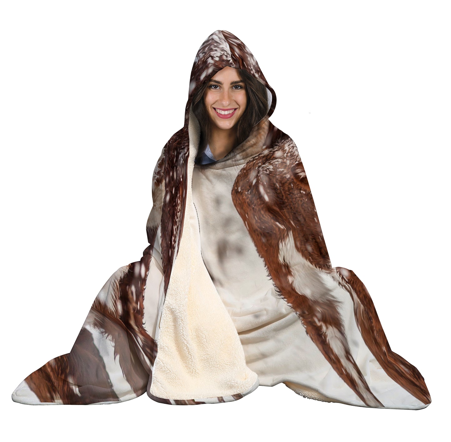 Cute Cow in Snow - Hooded Blanket - Cow Lovers - myfunfarm
