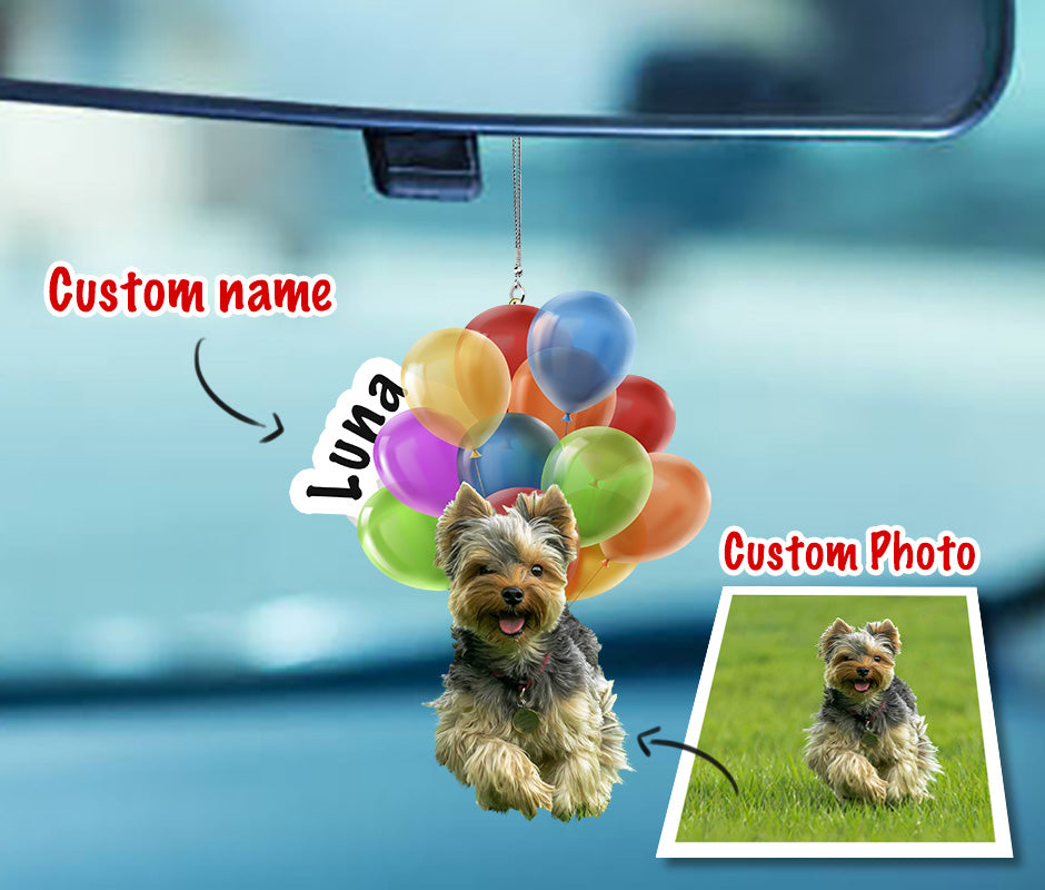 Personalized Pet Car hanging - Custom name and your pet photo