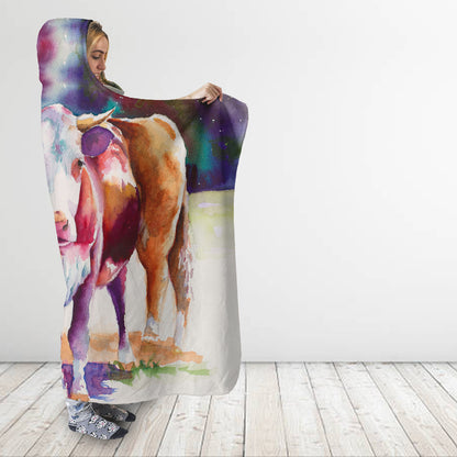 Cute cows painting style - Hooded Blanket - Cow Lovers