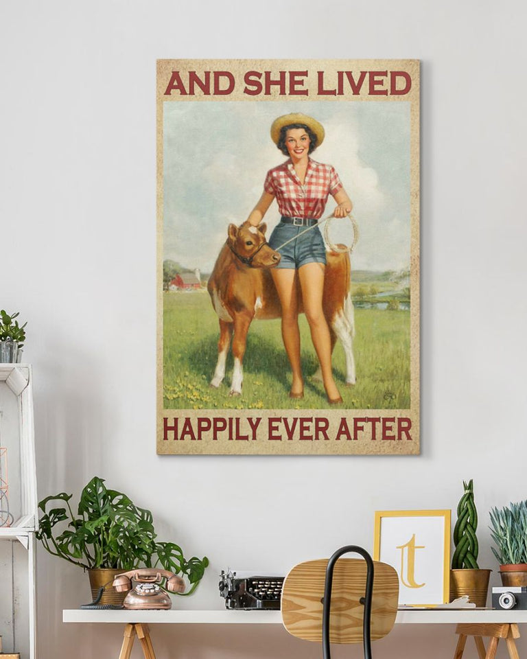 And she lived happily ever after Wrapped Canvas Prints - No Frame - Cow lovers