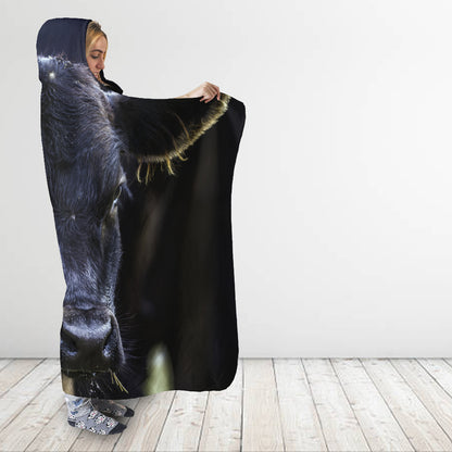 Cute Angus cattle - Hooded Blanket - Cow Lovers
