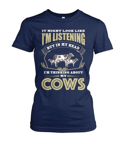 i might look like i'm listening  - Men's and Women's t-shirt , Vneck, Hoodies - myfunfarm - clothing acceessories shoes for cow lovers, pig, horse, cat, sheep, dog, chicken, goat farmer