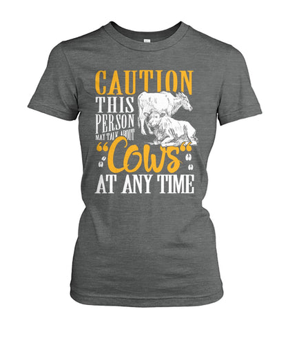 Caution this person may talk about - Men's and Women's t-shirt , Vneck, Hoodies - myfunfarm - clothing acceessories shoes for cow lovers, pig, horse, cat, sheep, dog, chicken, goat farmer