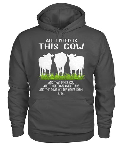 all i need this cow - Men's and Women's t-shirt , Vneck, Hoodies - myfunfarm - clothing acceessories shoes for cow lovers, pig, horse, cat, sheep, dog, chicken, goat farmer