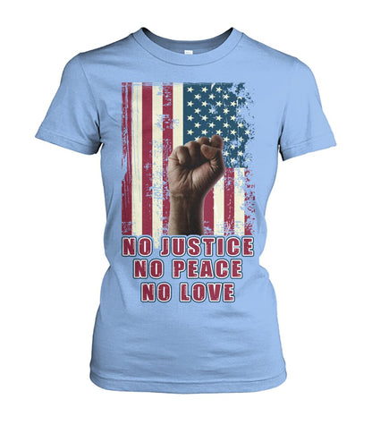 No justice no peace no love  - Men's and Women's t-shirt , Vneck, Hoodies - myfunfarm - clothing acceessories shoes for cow lovers, pig, horse, cat, sheep, dog, chicken, goat farmer