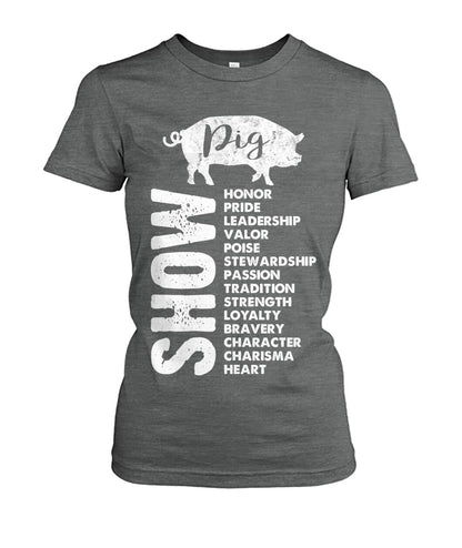 Show pig - Men's and Women's t-shirt , Vneck, Hoodies - myfunfarm - clothing acceessories shoes for cow lovers, pig, horse, cat, sheep, dog, chicken, goat farmer