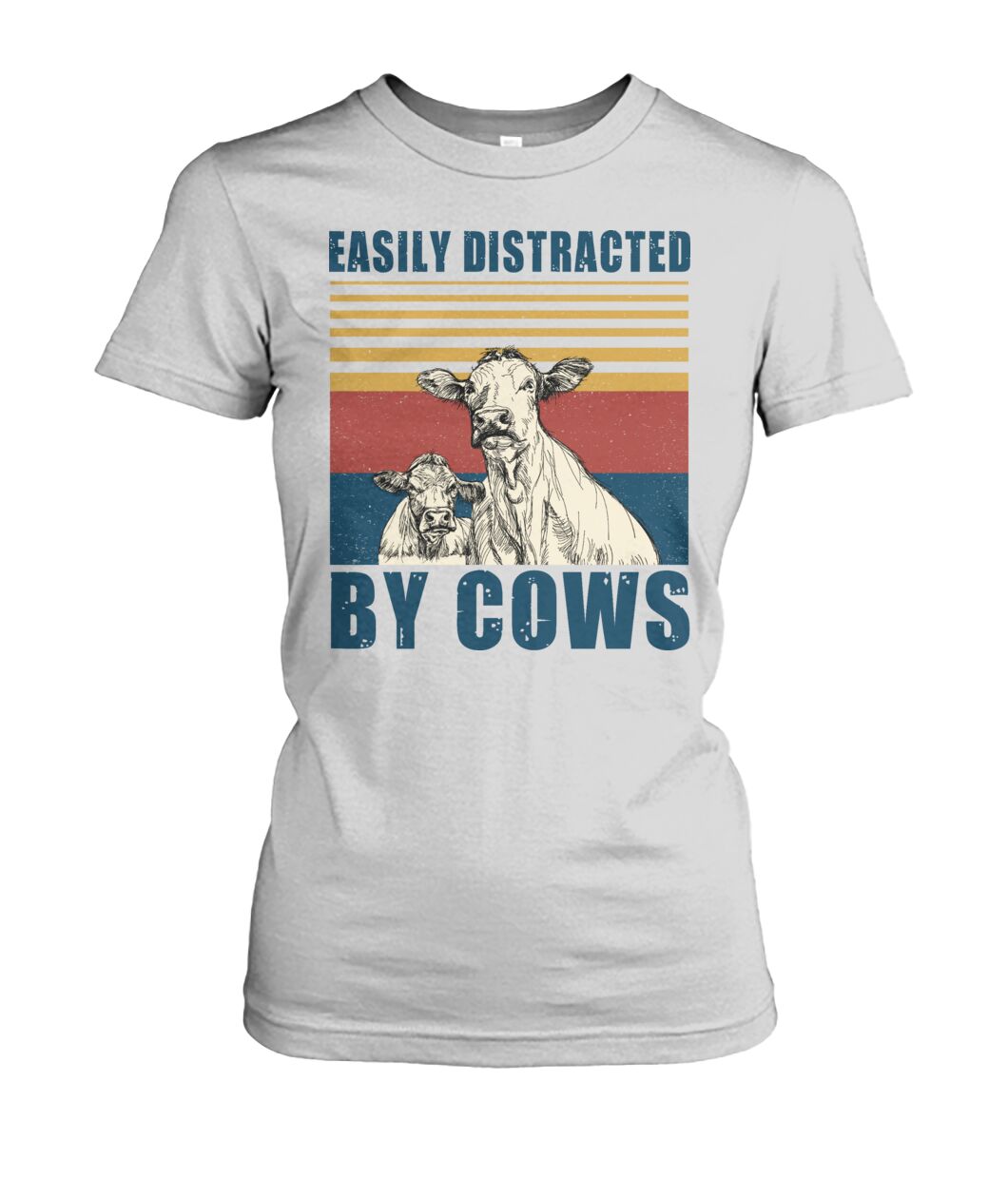 Easily distracted by cows  - Men's and Women's t-shirt , Vneck, Hoodies - myfunfarm - clothing acceessories shoes for cow lovers, pig, horse, cat, sheep, dog, chicken, goat farmer
