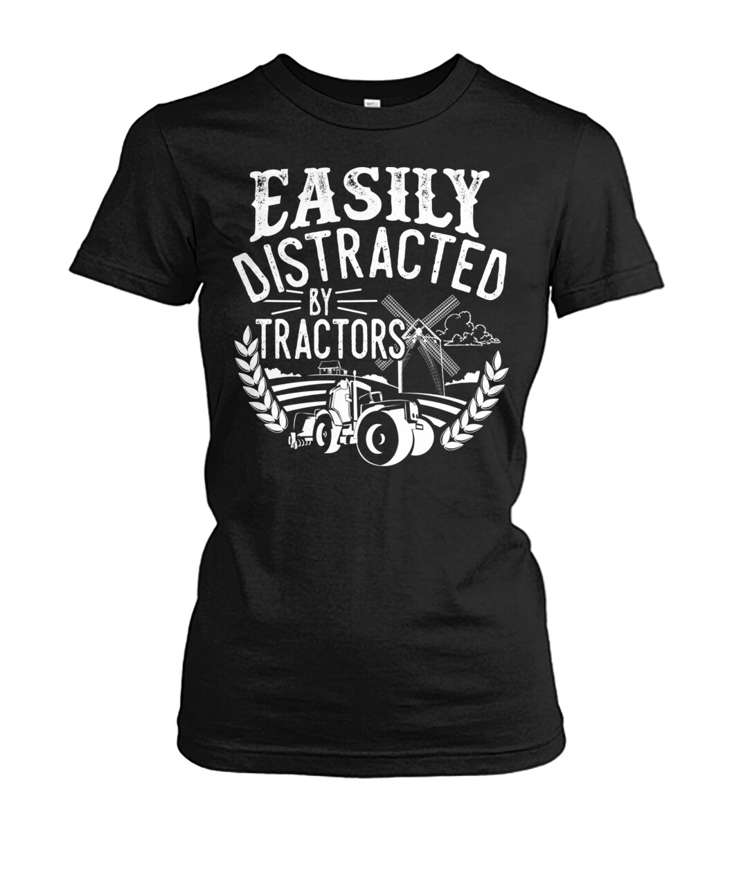 Easily distracted by tractors - Men's and Women's t-shirt , Vneck, Hoodies - myfunfarm - clothing acceessories shoes for cow lovers, pig, horse, cat, sheep, dog, chicken, goat farmer