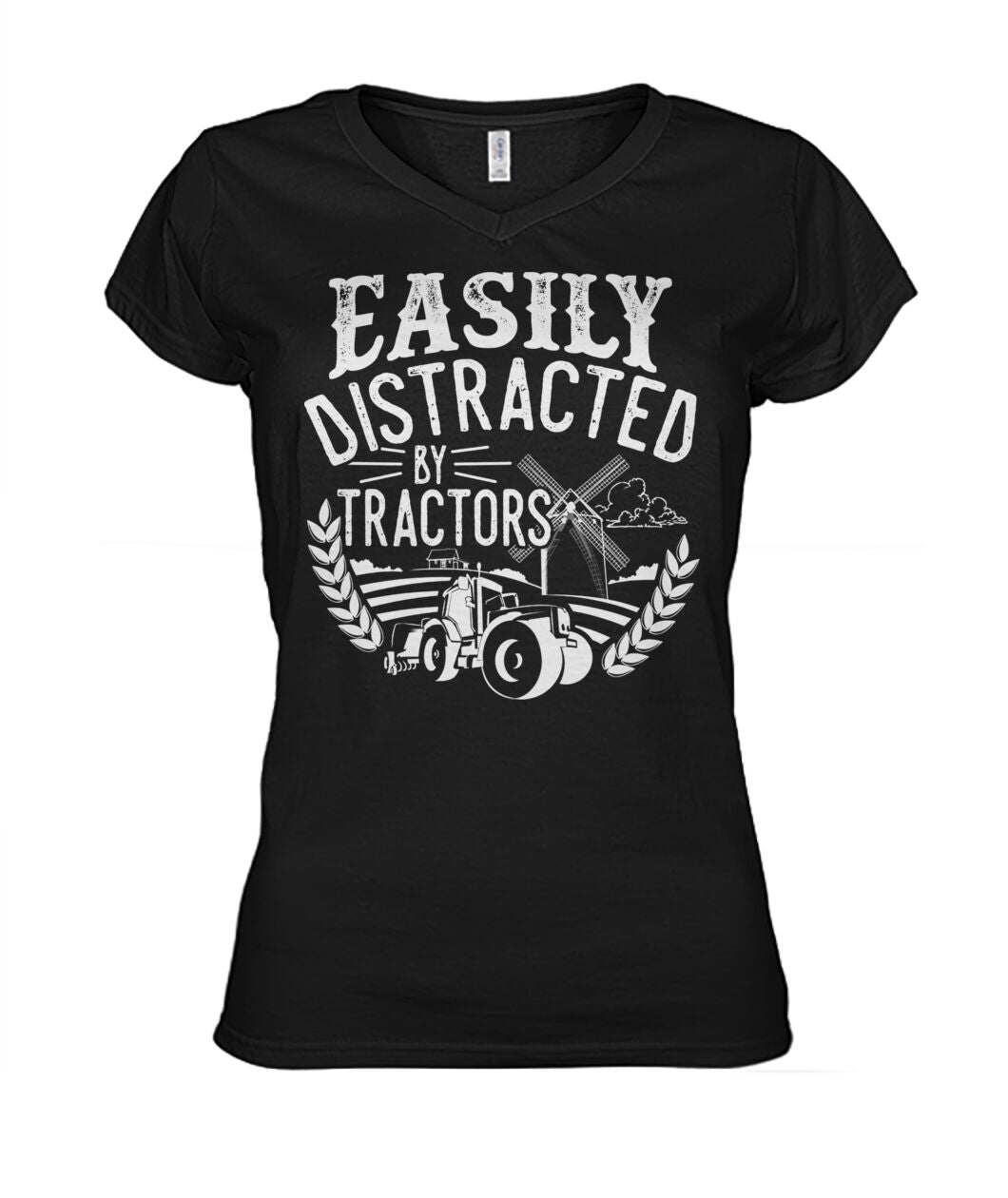 Easily distracted by tractors - Men's and Women's t-shirt , Vneck, Hoodies - myfunfarm - clothing acceessories shoes for cow lovers, pig, horse, cat, sheep, dog, chicken, goat farmer