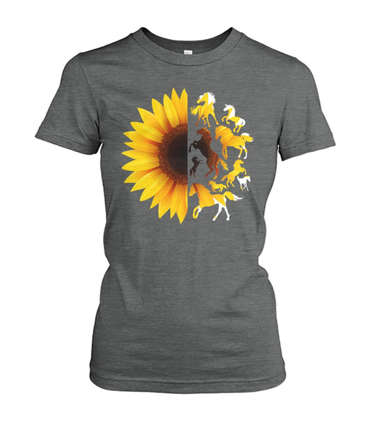 Horse sunflowers - Men's and Women's t-shirt , Vneck, Hoodies - myfunfarm - clothing acceessories shoes for cow lovers, pig, horse, cat, sheep, dog, chicken, goat farmer